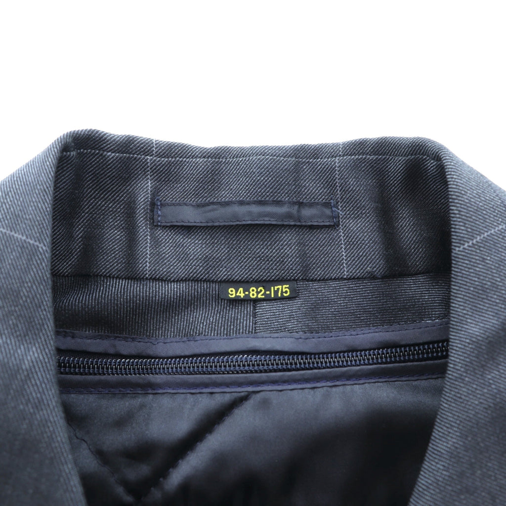 SANYO COAT 日本製 バルマカンコート ステンカラーコート L ネイビー チェック キルティングライナー 着脱式 モヘア混 比翼