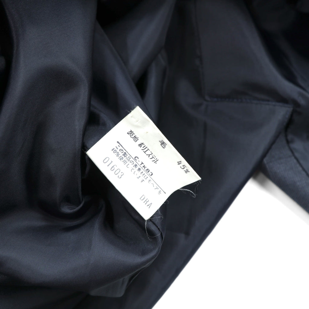 SANYO COAT 日本製 バルマカンコート ステンカラーコート L ネイビー チェック キルティングライナー 着脱式 モヘア混 比翼