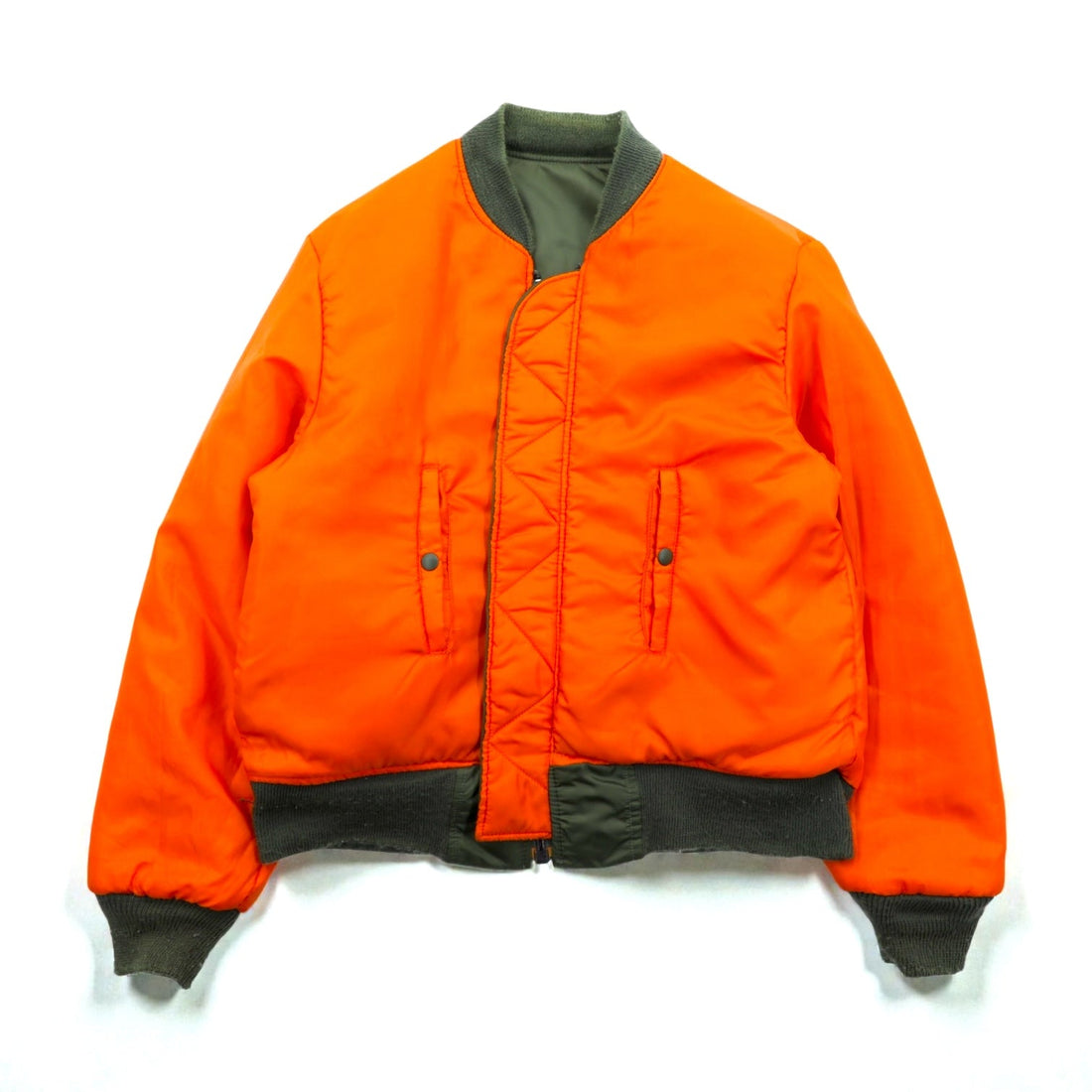 SPIEWAK 80s Made in USA MA-1 Flight Jacket, Large, Khaki, Reversible, Golden Fleece, 1018-695-1621, SCOVIL Zip