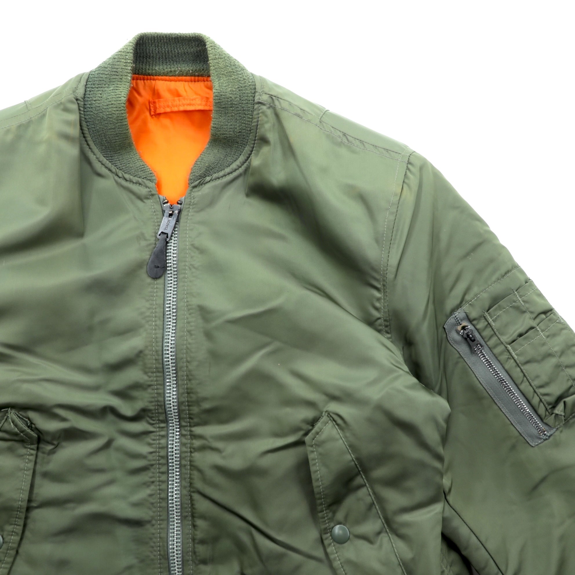 SPIEWAK 80年代 USA製 MA-1 フライトジャケット L カーキ リバーシブル GOLDEN FLEECE 1018-695-1621 SCOVILジップ