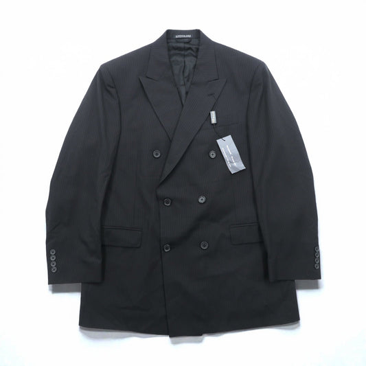 US UNION MADE Blazer ピークドラベル ダブルブレスト ブレザー テーラードジャケット XL ブラック ストライプ KENNETH COLE 未使用品 USA製