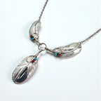 CHARLEY Vintage Navajo Necklace ナバホ族 フェザー ネックレス シルバー STERLING ホールマーク 刻印 インディアンジュエリー