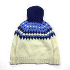 60s Vintage Cowichan Hoodie Sweater カウチン ニット セーター S ウール Lightningジップ フード付き ノルディック柄 60年代