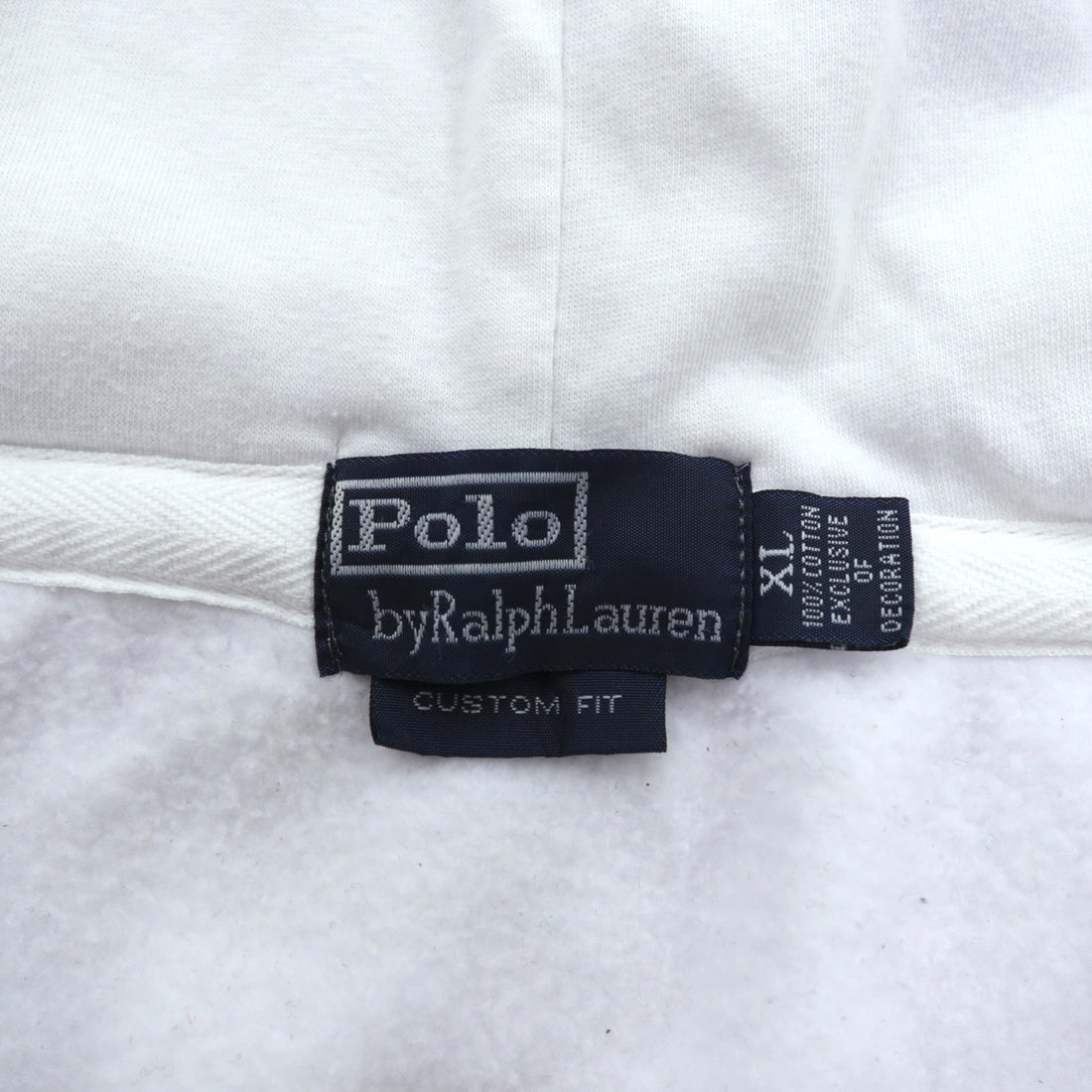 Polo Ralph Lauren 90s Big Pony Embroidery Zip Hoodie XL White Cotton Ribline