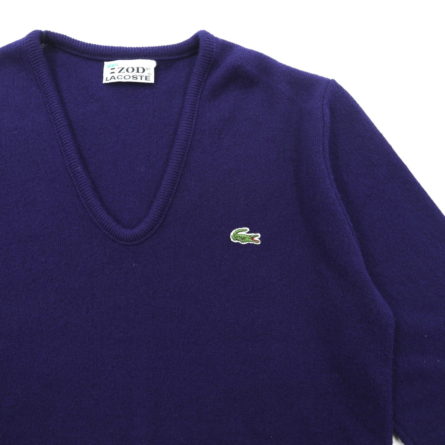 LACOSTE 70年代 ヴィンテージ Vネック ニット セーター S ネイビー アクリル