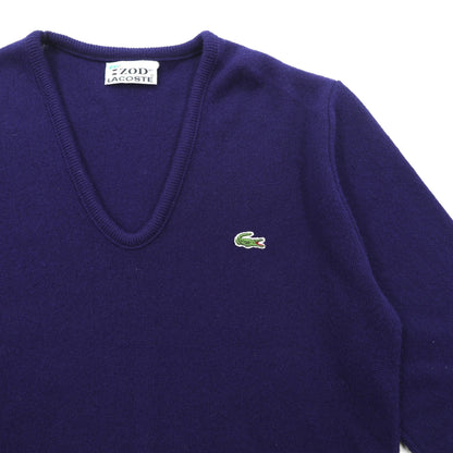 LACOSTE 70年代 ヴィンテージ Vネック ニット セーター S ネイビー アクリル
