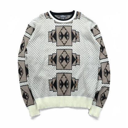 SIR WILLIAM 90年代 ヴィンテージ 総柄 ニット セーター XL アクリル