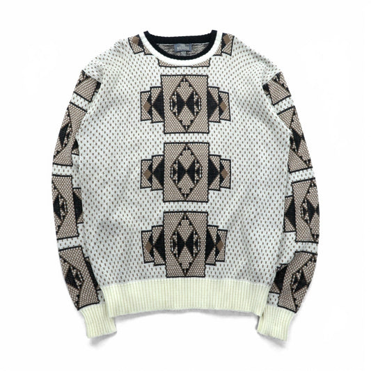 SIR WILLIAM 90年代 ヴィンテージ 総柄 ニット セーター XL アクリル