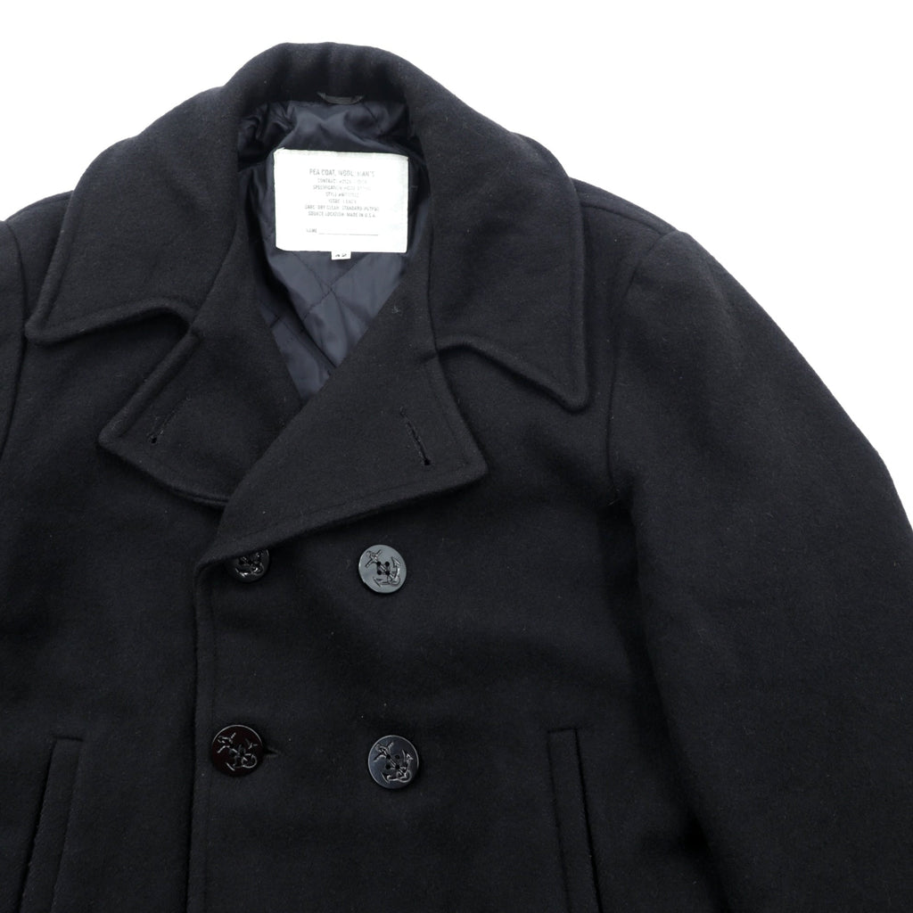 US NAVY 90年代 USA製 ヴィンテージ 10ボタン ピーコート XL ブラック メルトン ウール MP72132