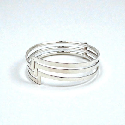 GUCCI 3連 シルバー バングル ブレスレット SILVER 925 ヒンジ可動 イタリア製