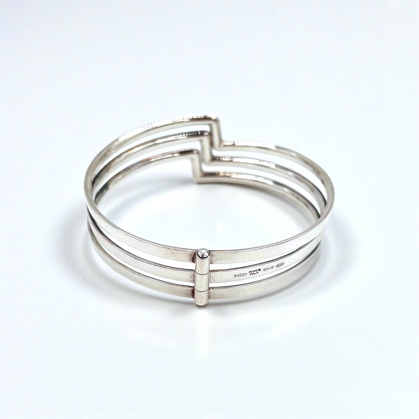 GUCCI 3連 シルバー バングル ブレスレット SILVER 925 ヒンジ可動 イタリア製