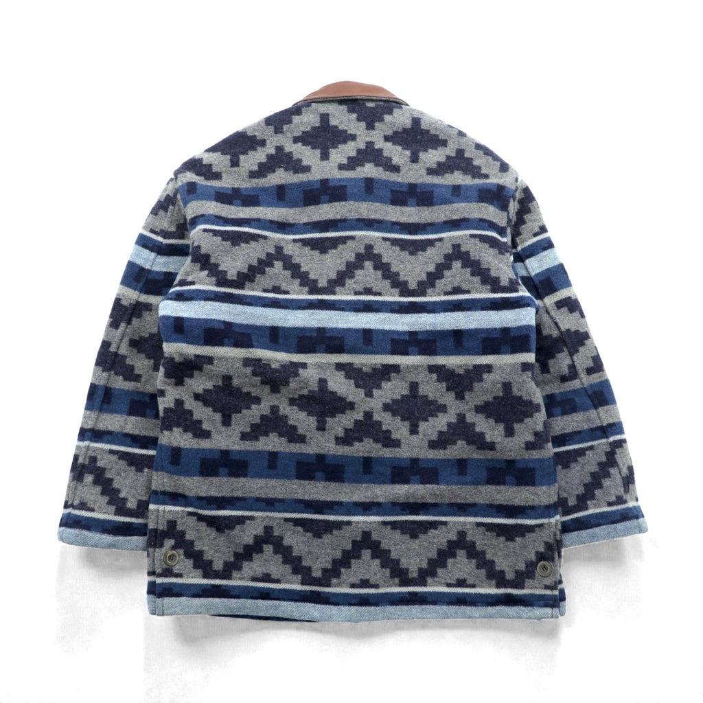 90s Blanket Jacket チマヨ チョアコート カバーオール XL ウール ブランケット ネイティブ柄 レザー襟 ARMAND THIERY JEANSWEAR