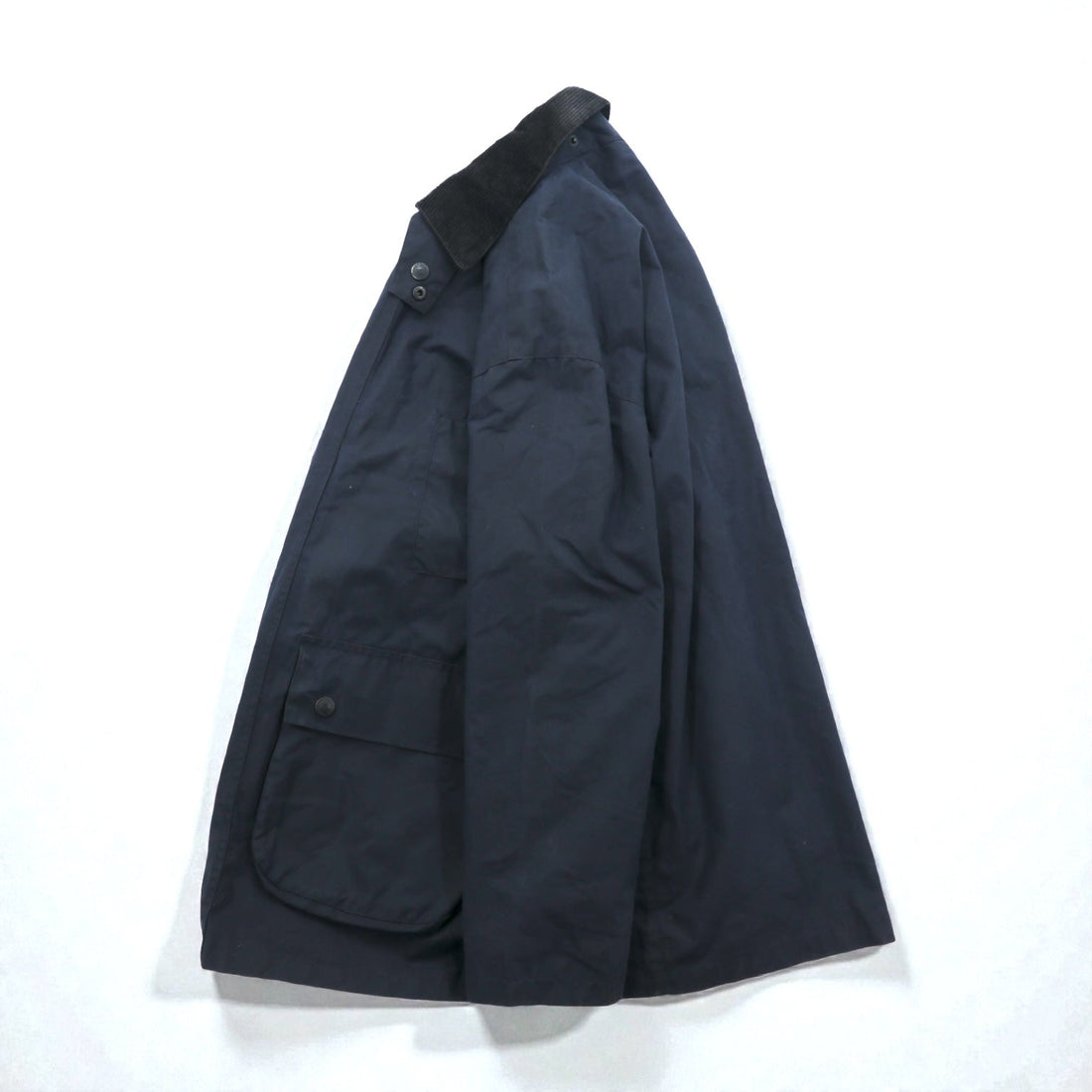 Mc Orvis Waxed Cotton Hunting Jacket, Made in the UK, XL Navy, Corduroy Double Zip Collar, Check Lining