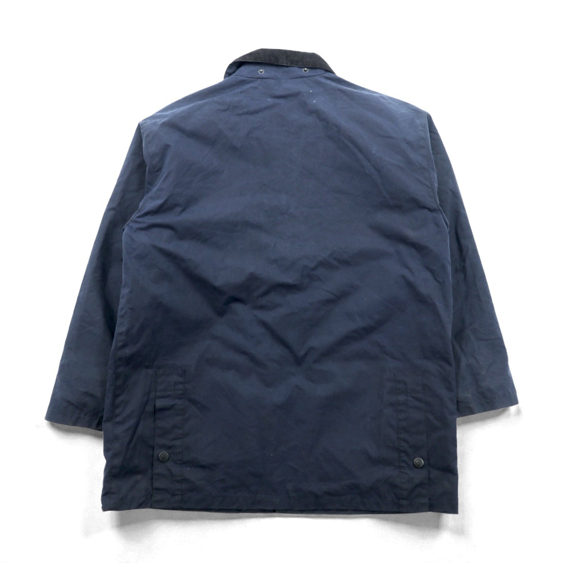 Mc Orvis Waxed Cotton Hunting Jacket, Made in the UK, XL Navy, Corduroy Double Zip Collar, Check Lining