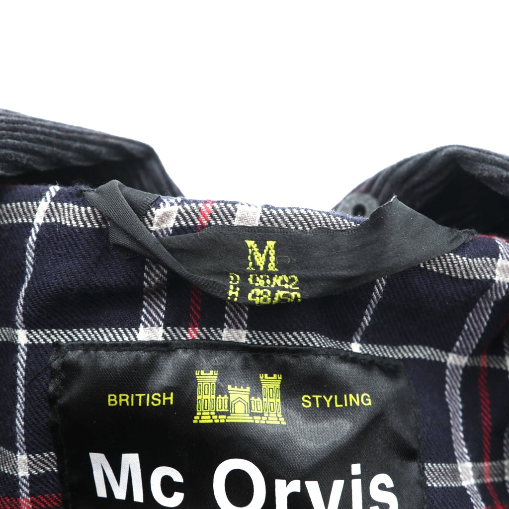Mc Orvis 英国製 オイルドジャケット ワックスコットン ハンティングジャケット XL ネイビー 襟コーデュロイ ダブルジップ 裏地チェック イギリス製