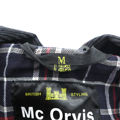 Mc Orvis 英国製 オイルドジャケット ワックスコットン ハンティングジャケット XL ネイビー 襟コーデュロイ ダブルジップ 裏地チェック イギリス製