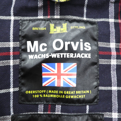 Mc Orvis 英国製 オイルドジャケット ワックスコットン ハンティングジャケット XL ネイビー 襟コーデュロイ ダブルジップ 裏地チェック イギリス製
