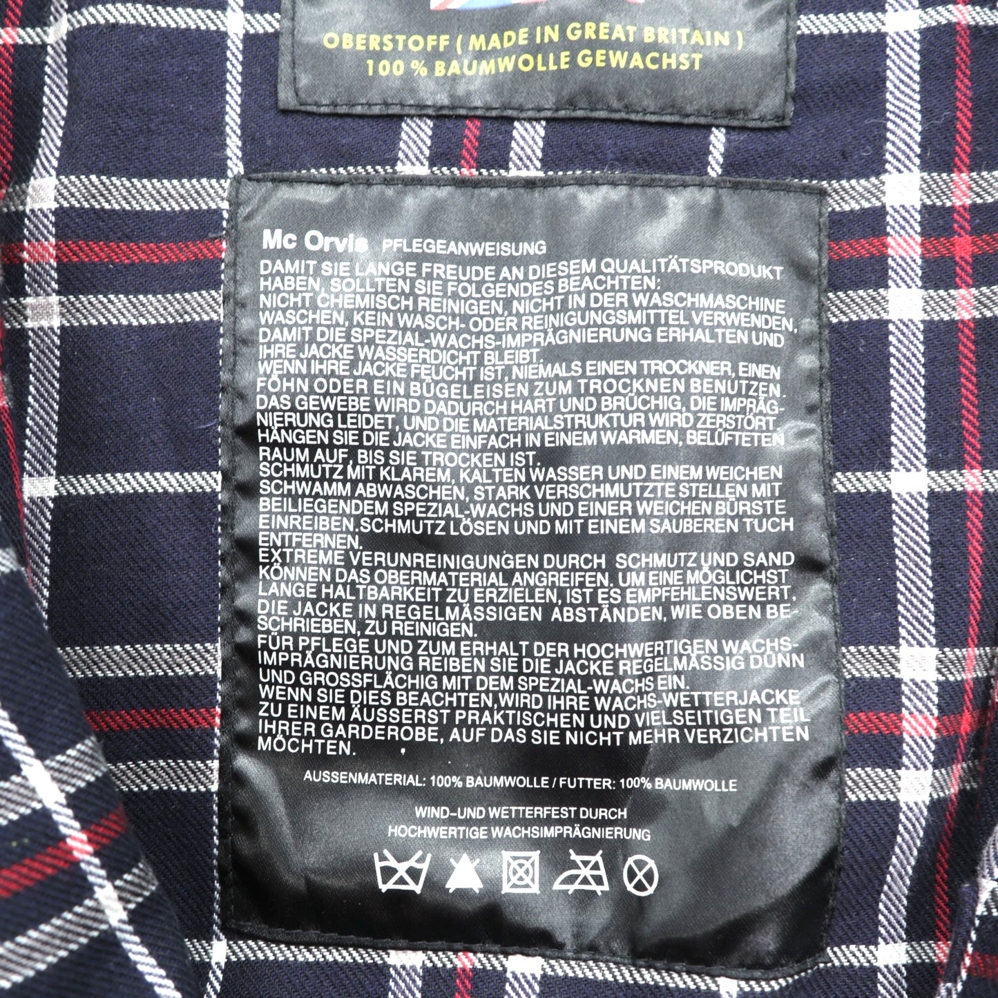 Mc Orvis 英国製 オイルドジャケット ワックスコットン ハンティングジャケット XL ネイビー 襟コーデュロイ ダブルジップ 裏地チェック イギリス製