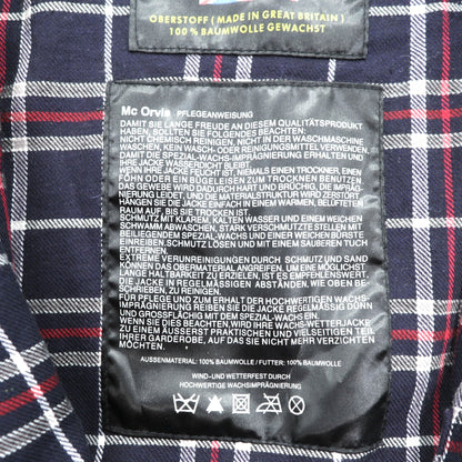 Mc Orvis 英国製 オイルドジャケット ワックスコットン ハンティングジャケット XL ネイビー 襟コーデュロイ ダブルジップ 裏地チェック イギリス製