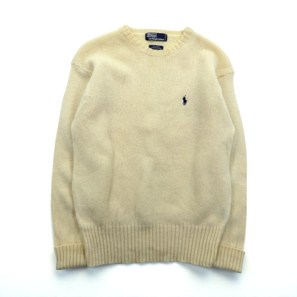 Polo Ralph Lauren 90年代 クルーネック ニット セーター M ウール 羊毛 スモールポニー刺繍 FROM SCOTISH YARN
