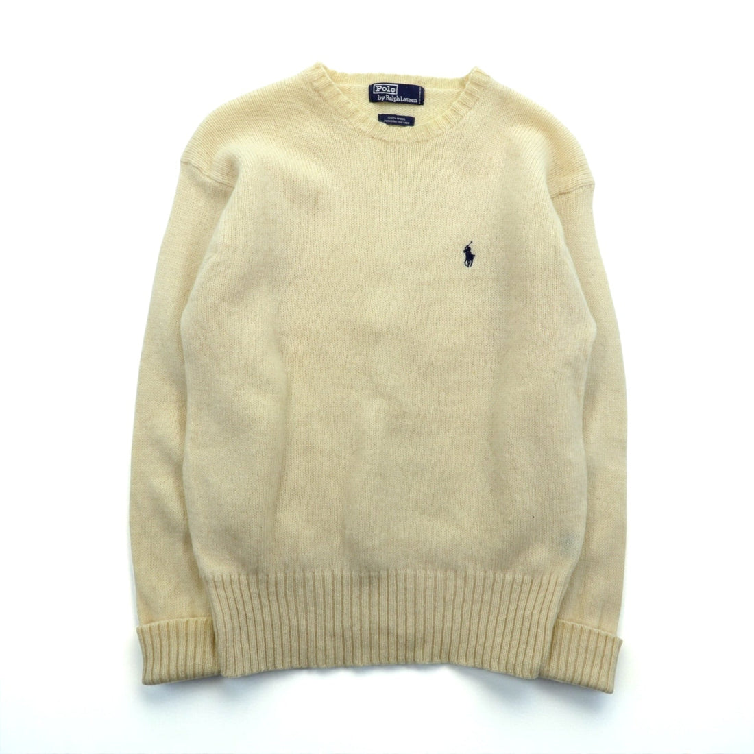 Polo Ralph Lauren 90年代 クルーネック ニット セーター M ウール 羊毛 スモールポニー刺繍 FROM SCOTISH YARN