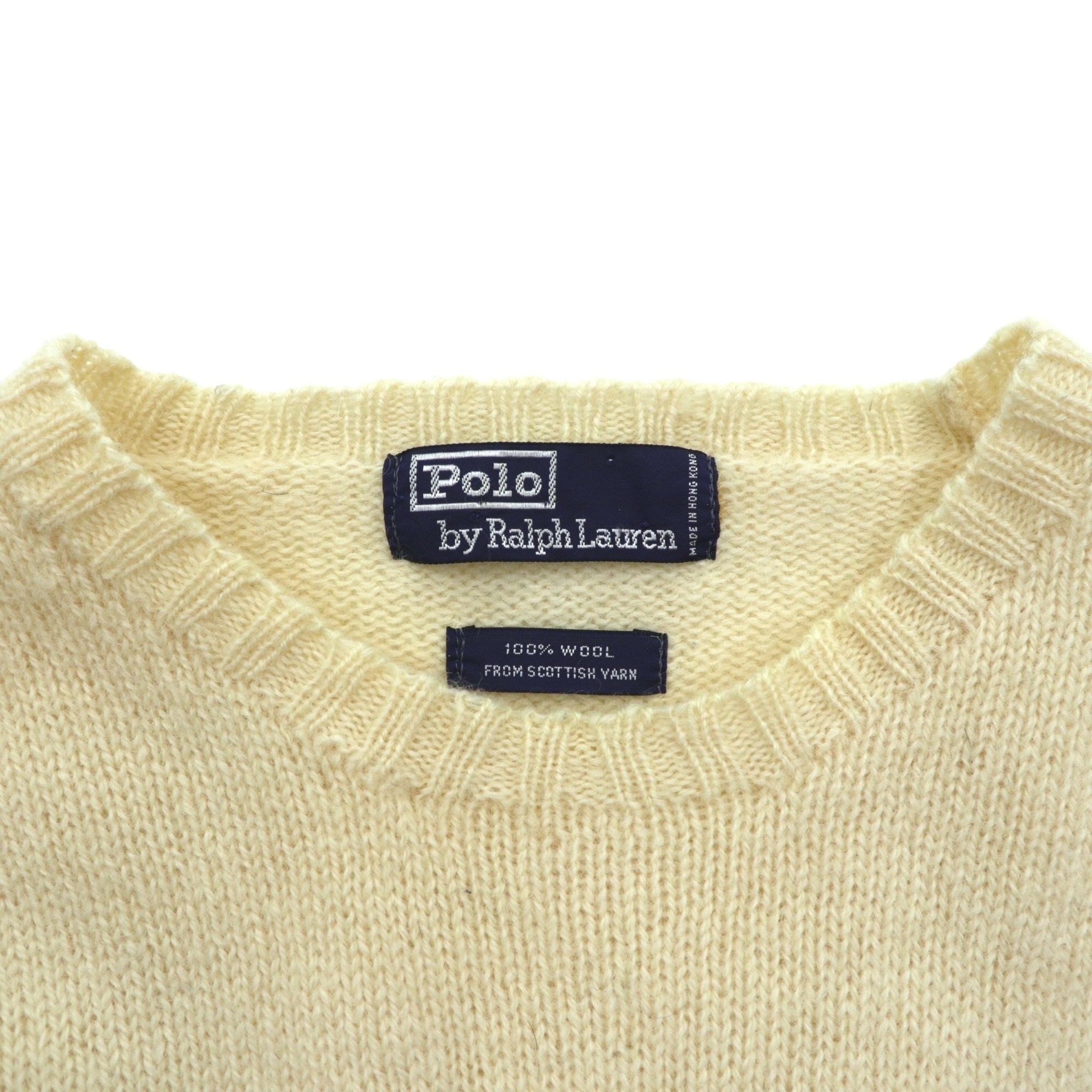 Polo Ralph Lauren 90年代 クルーネック ニット セーター M ウール 羊毛 スモールポニー刺繍 FROM SCOTISH YARN