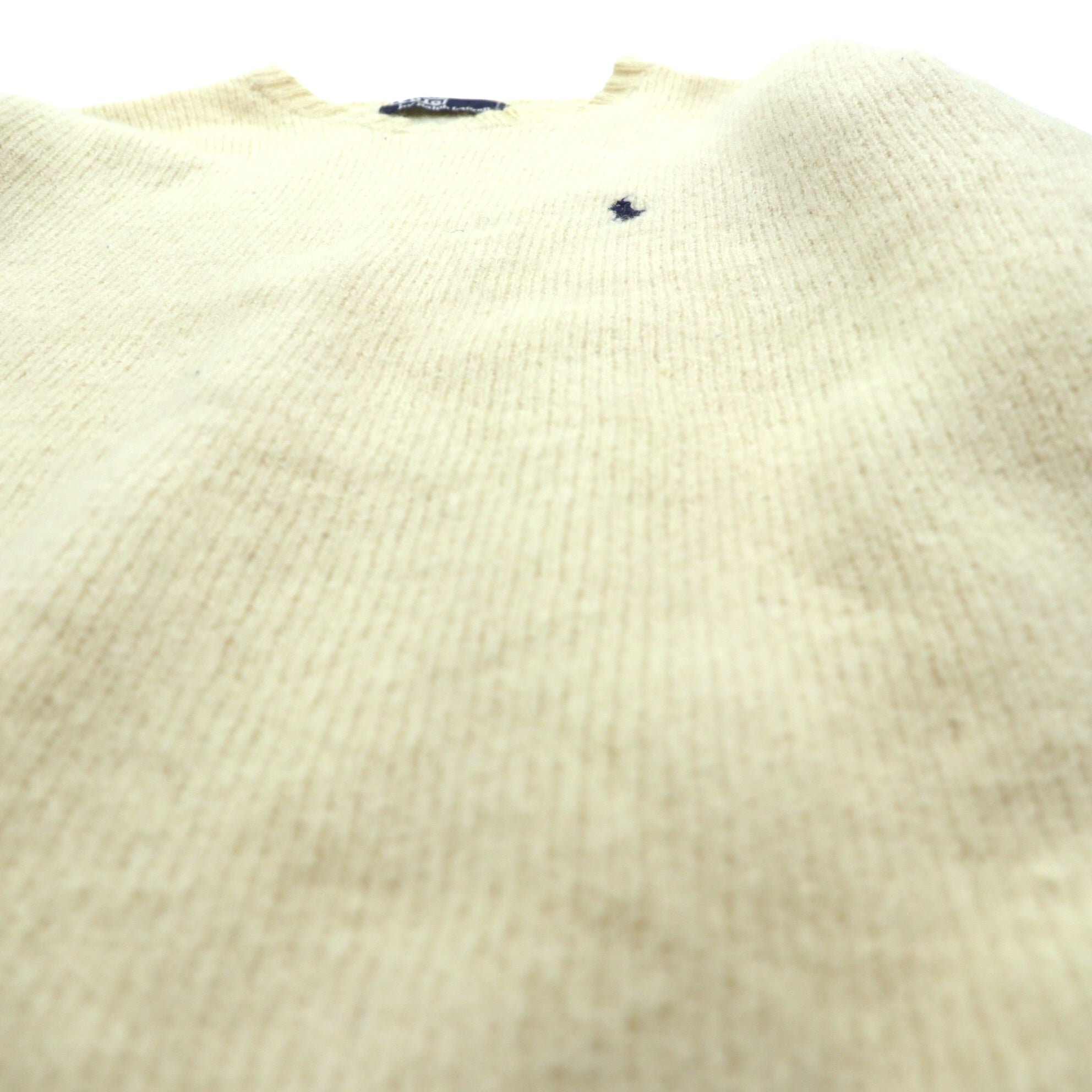 Polo Ralph Lauren 90年代 クルーネック ニット セーター M ウール 羊毛 スモールポニー刺繍 FROM SCOTISH YARN