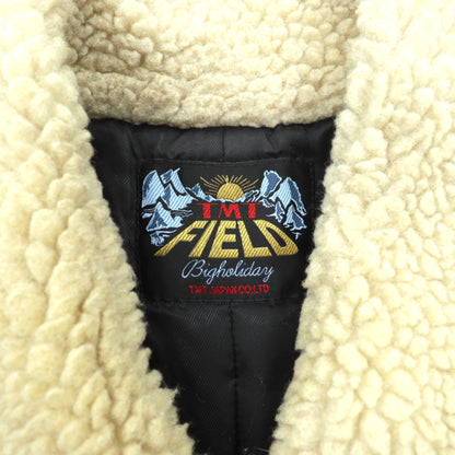 TMT FIELDS ボア襟 ランチコート ギャングコート M グリーン ウール チェック チンストラップ 日本製 TJK-F1306