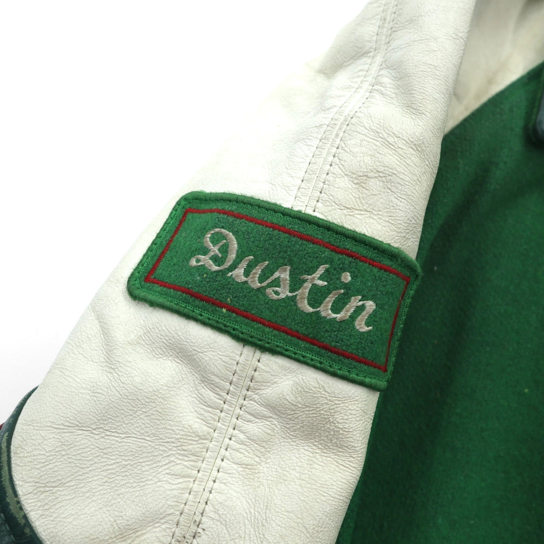 80s Canada Vintage Award Jacket Leather switching Varsity XL Green Wool PERGIS Made in