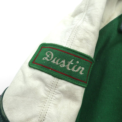 80s Canada Vintage Award Jacket レザー切替 スタジャン XL グリーン ウール PERGIS 80年代 カナダ製