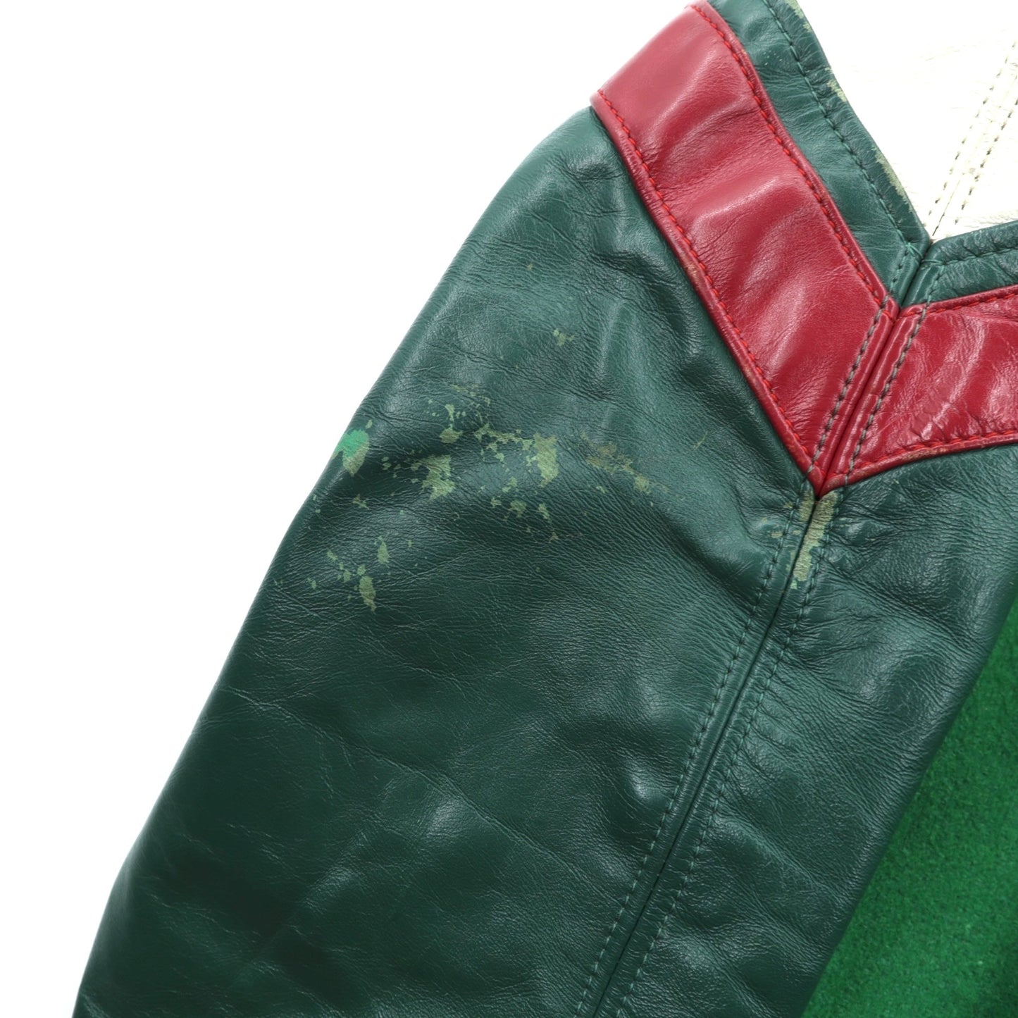 80s Canada Vintage Award Jacket レザー切替 スタジャン XL グリーン ウール PERGIS 80年代 カナダ製