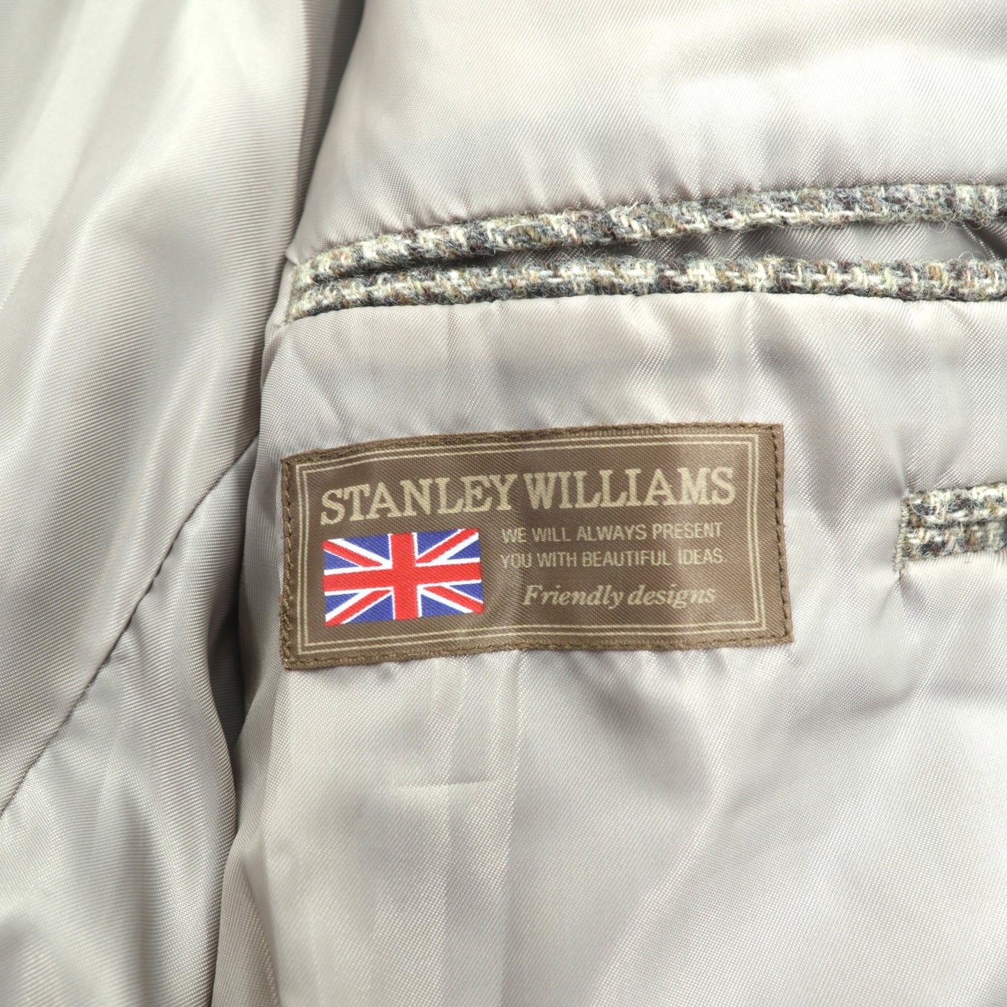 STANLEY WILLIAMS ツイード ２B テーラードジャケット ブレザー L ブラウン ウール チェック