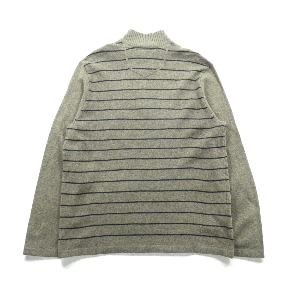 Eddie Bauer ハーフジップ ニット セーター L ブラウン ウール ボーダー 6007 未使用品