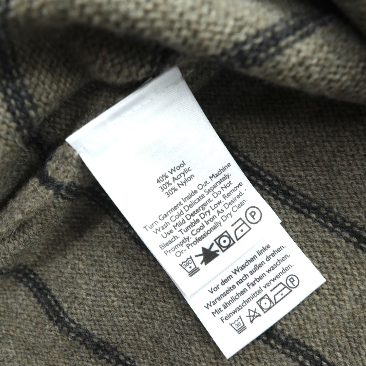 Eddie Bauer ハーフジップ ニット セーター L ブラウン ウール ボーダー 6007 未使用品