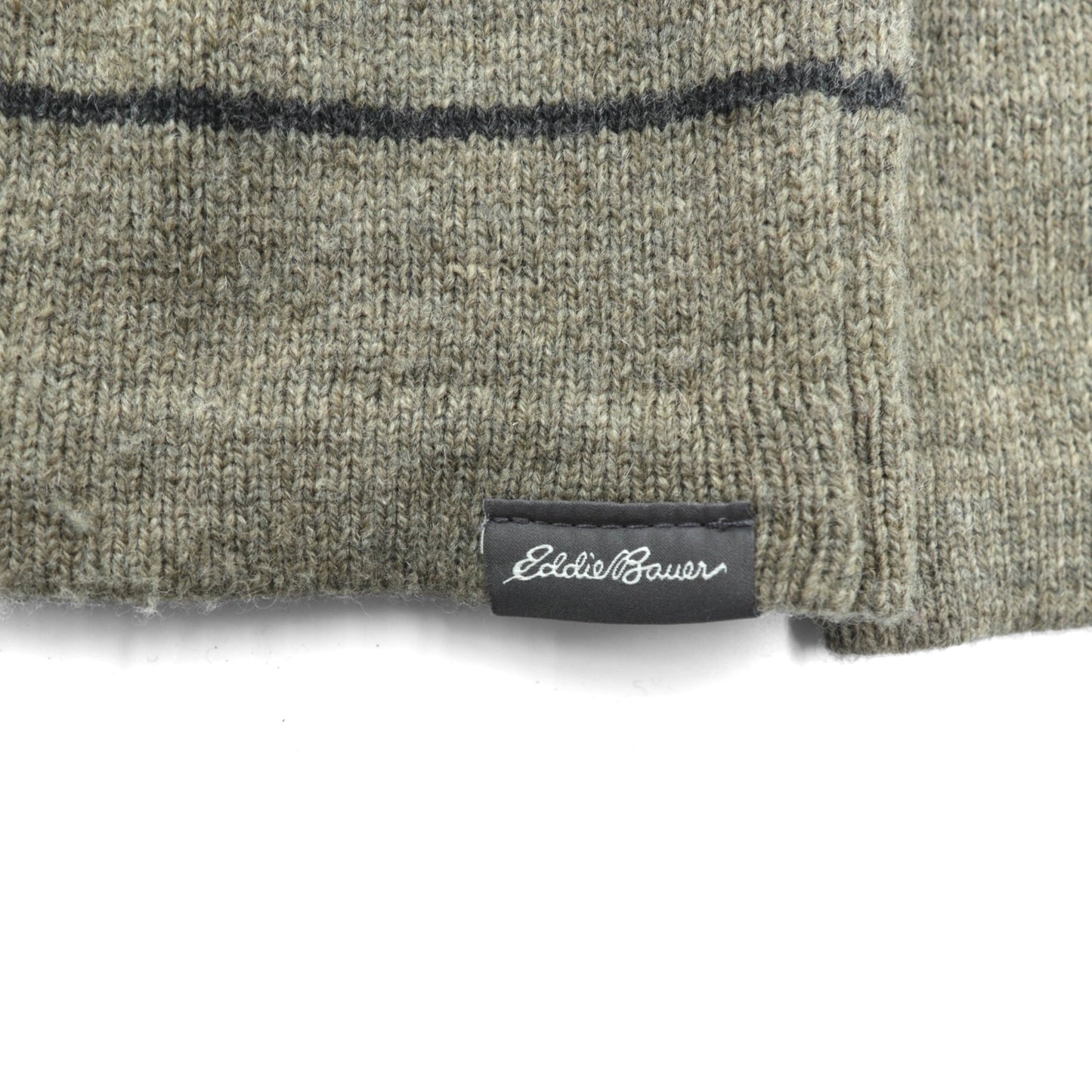Eddie Bauer ハーフジップ ニット セーター L ブラウン ウール ボーダー 6007 未使用品