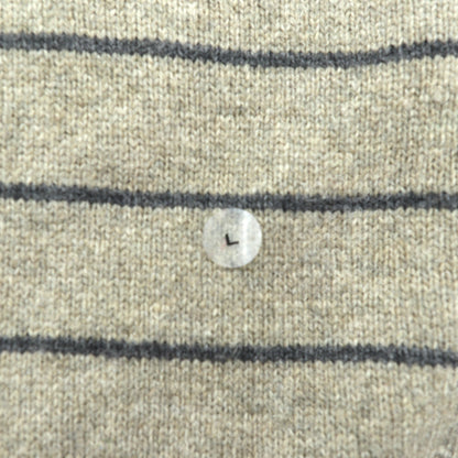 Eddie Bauer ハーフジップ ニット セーター L ブラウン ウール ボーダー 6007 未使用品