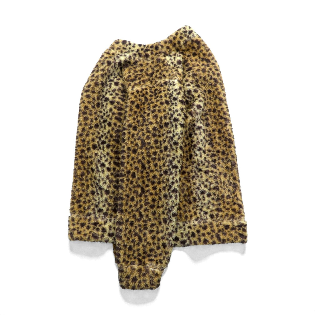 Johnbull Leopard Print Pullover Fleece Jacket, Free Size, Beige, Side Zip, Slit, ZC576XIA