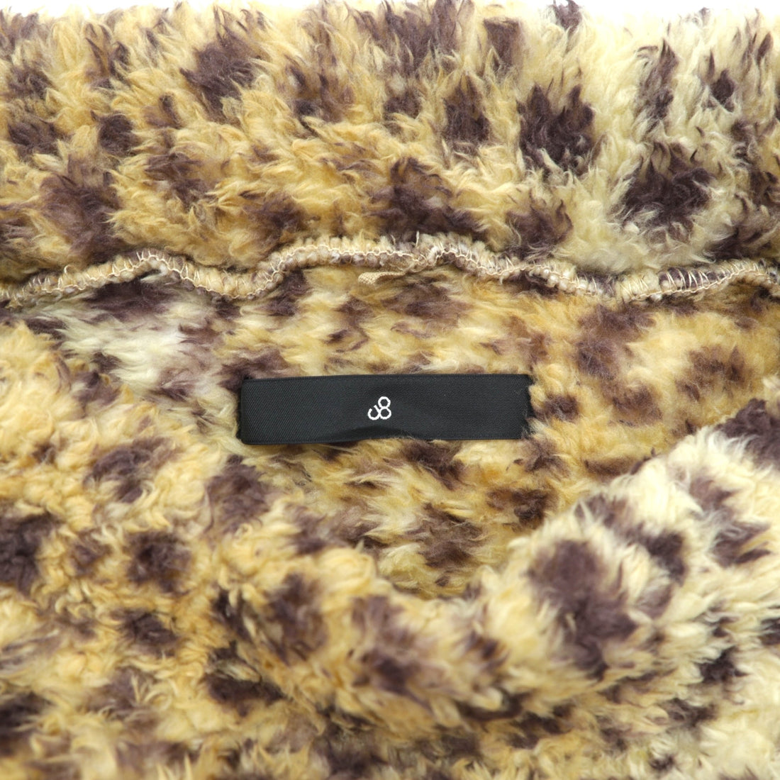 Johnbull Leopard Print Pullover Fleece Jacket, Free Size, Beige, Side Zip, Slit, ZC576XIA