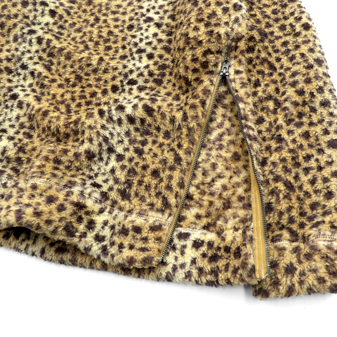 Johnbull Leopard Print Pullover Fleece Jacket, Free Size, Beige, Side Zip, Slit, ZC576XIA