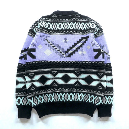 90s Japan Vintage Jacquard Knit DEMAIN CLAIR フェアアイル ニット セーター L ウール 総柄 90年代 日本製