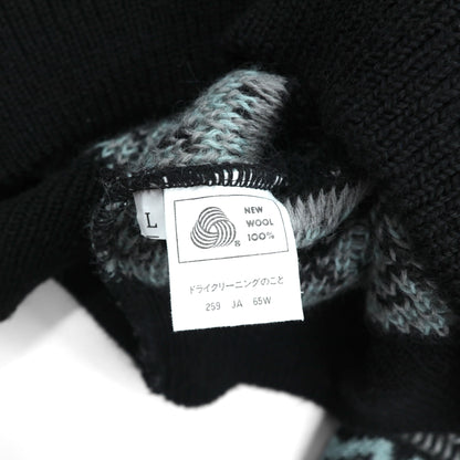 90s Japan Vintage Jacquard Knit DEMAIN CLAIR フェアアイル ニット セーター L ウール 総柄 90年代 日本製