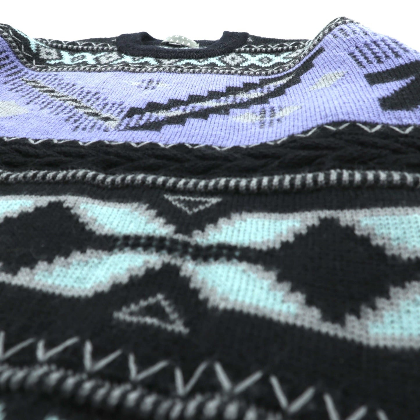 90s Japan Vintage Jacquard Knit DEMAIN CLAIR フェアアイル ニット セーター L ウール 総柄 90年代 日本製