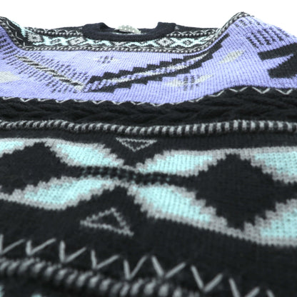 90s Japan Vintage Jacquard Knit DEMAIN CLAIR フェアアイル ニット セーター L ウール 総柄 90年代 日本製