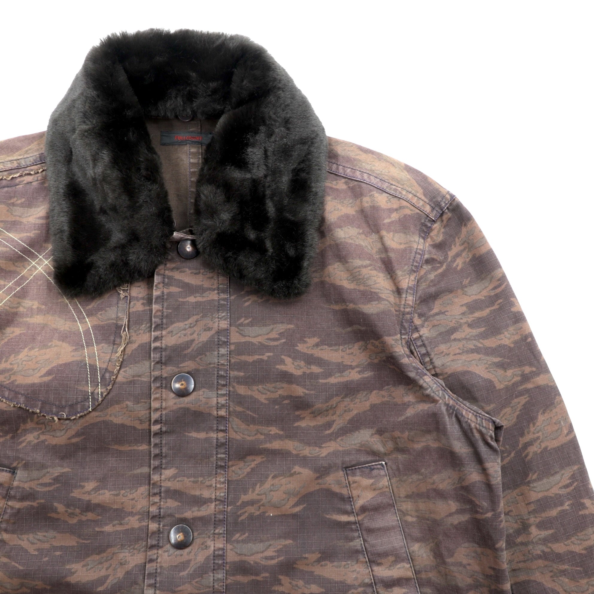 FULLCOUNT 襟ボア リップストップ デッキジャケット L カモフラ タイガーカモ 日本製