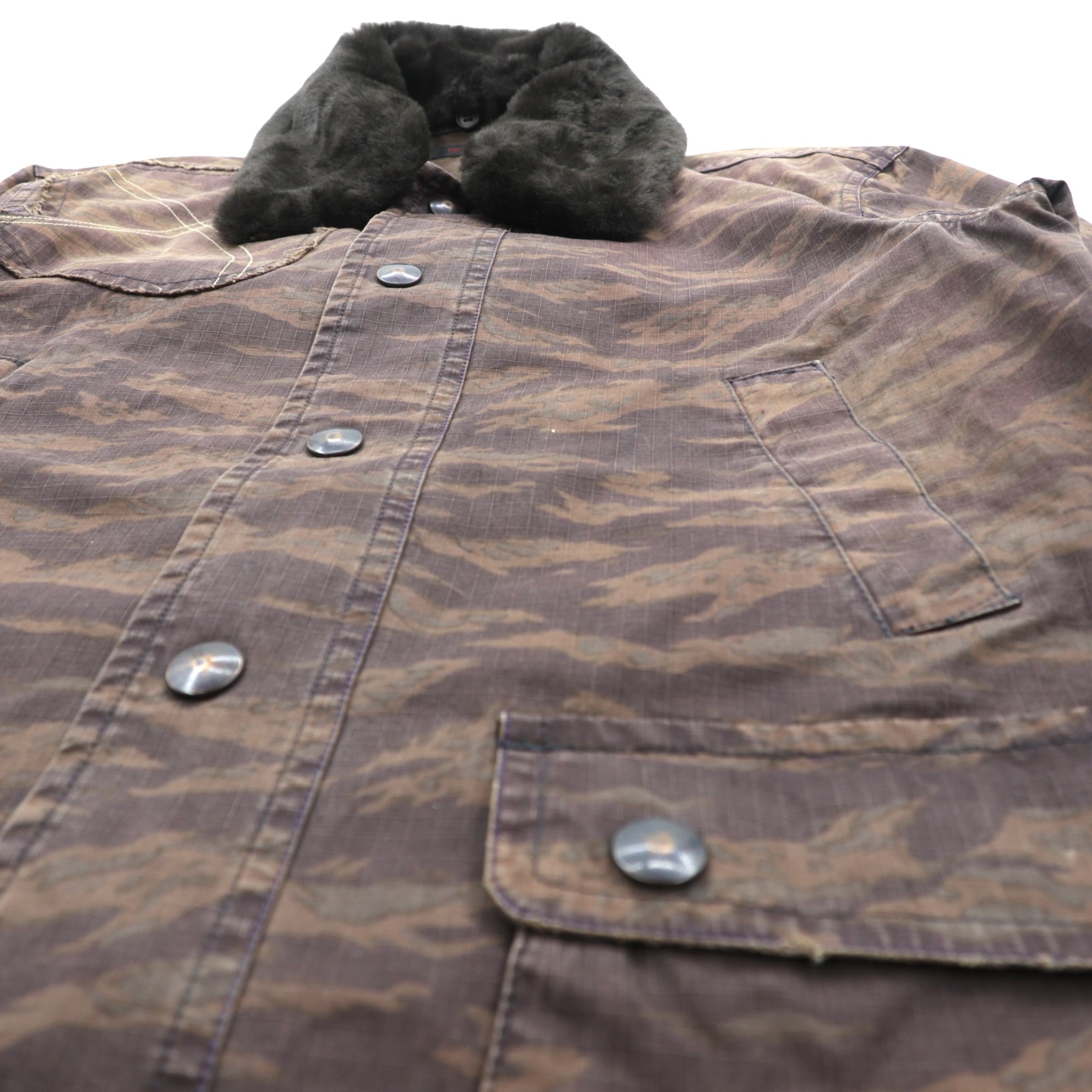 FULLCOUNT 襟ボア リップストップ デッキジャケット L カモフラ タイガーカモ 日本製