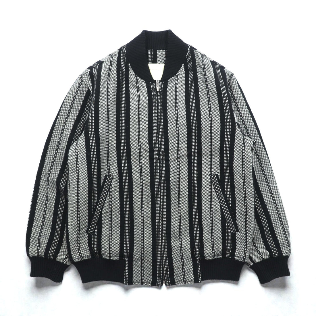 80s Japan Vintage Blouson Zip Up Bomber Jacket, Size M, Wool Stripe, Men's Wear, Win, 80s, Made in