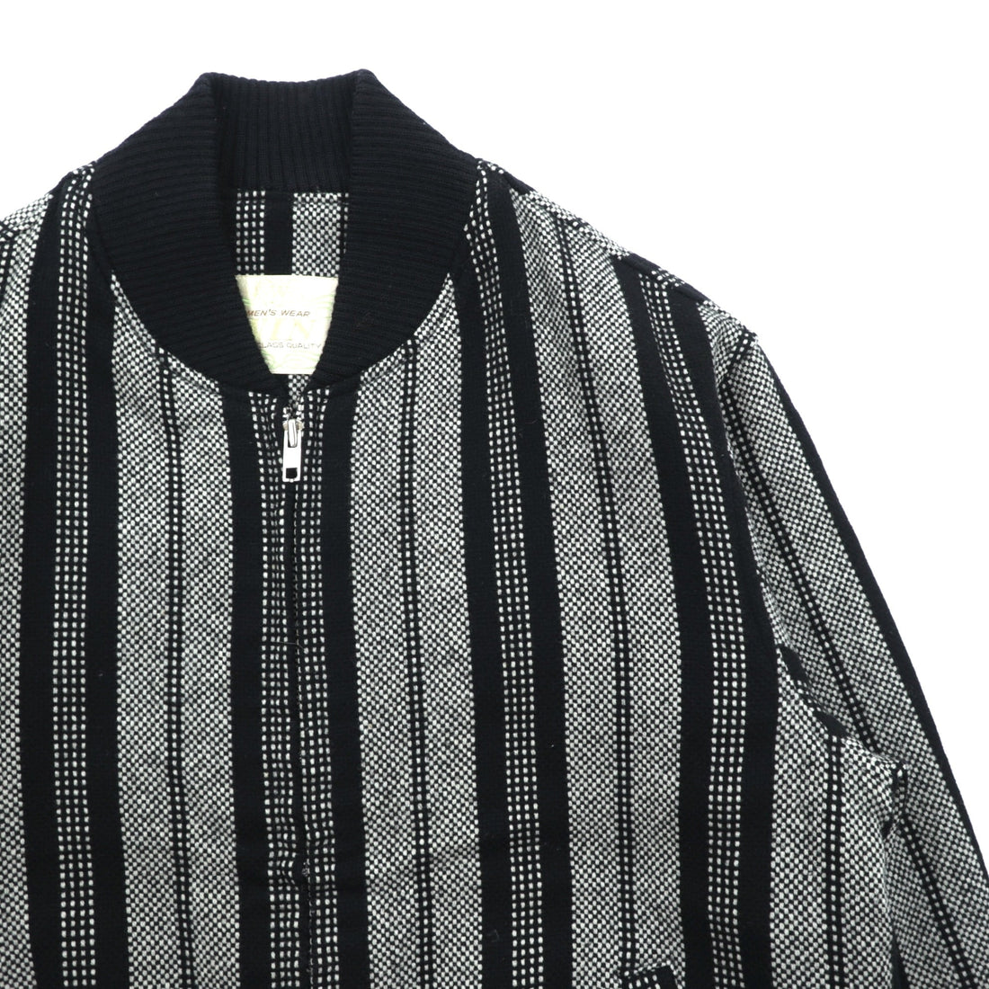 80s Japan Vintage Blouson Zip Up Bomber Jacket, Size M, Wool Stripe, Men's Wear, Win, 80s, Made in