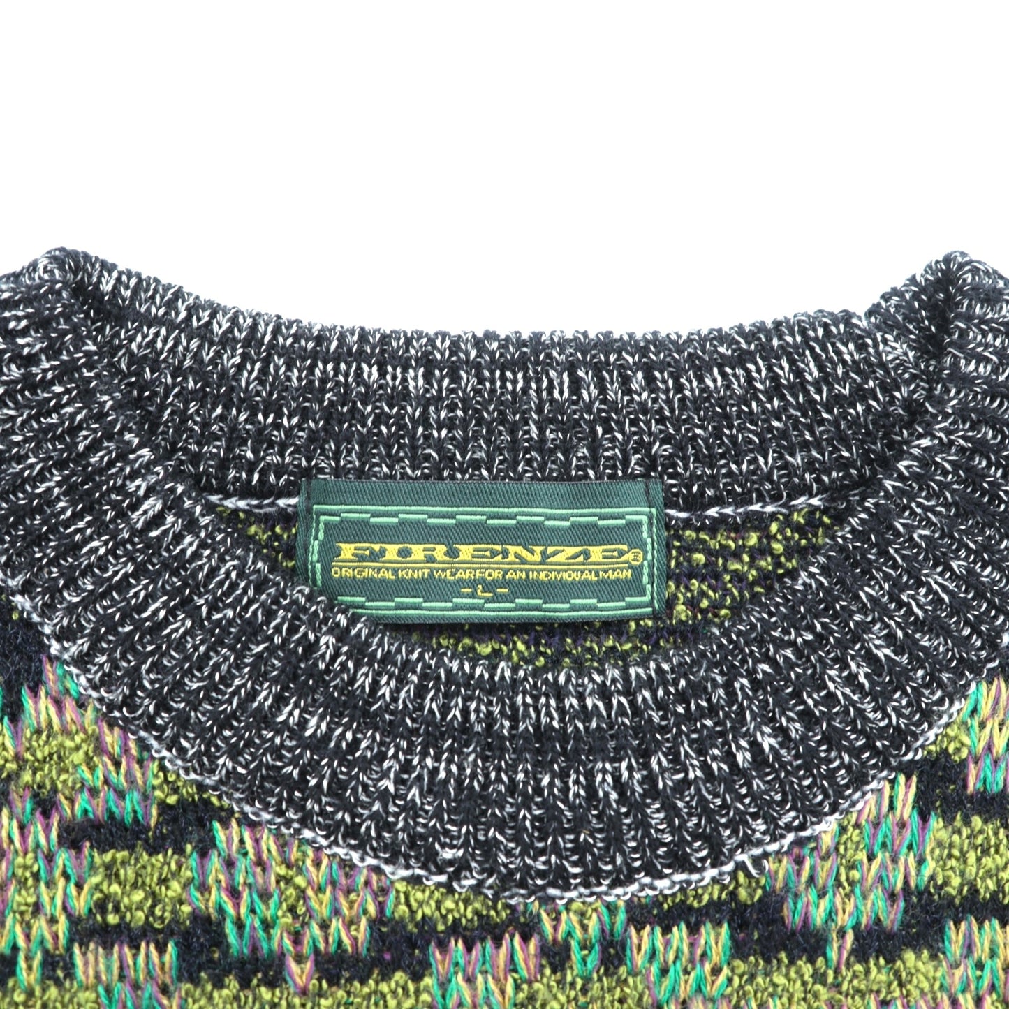 FIRENZE Jacquard Knitwear 総柄 フェアアイル ニット セーター L カーキ