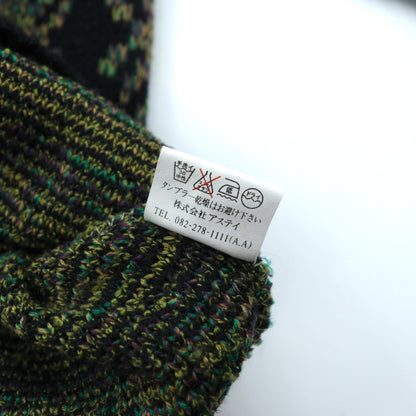 FIRENZE Jacquard Knitwear 総柄 フェアアイル ニット セーター L カーキ