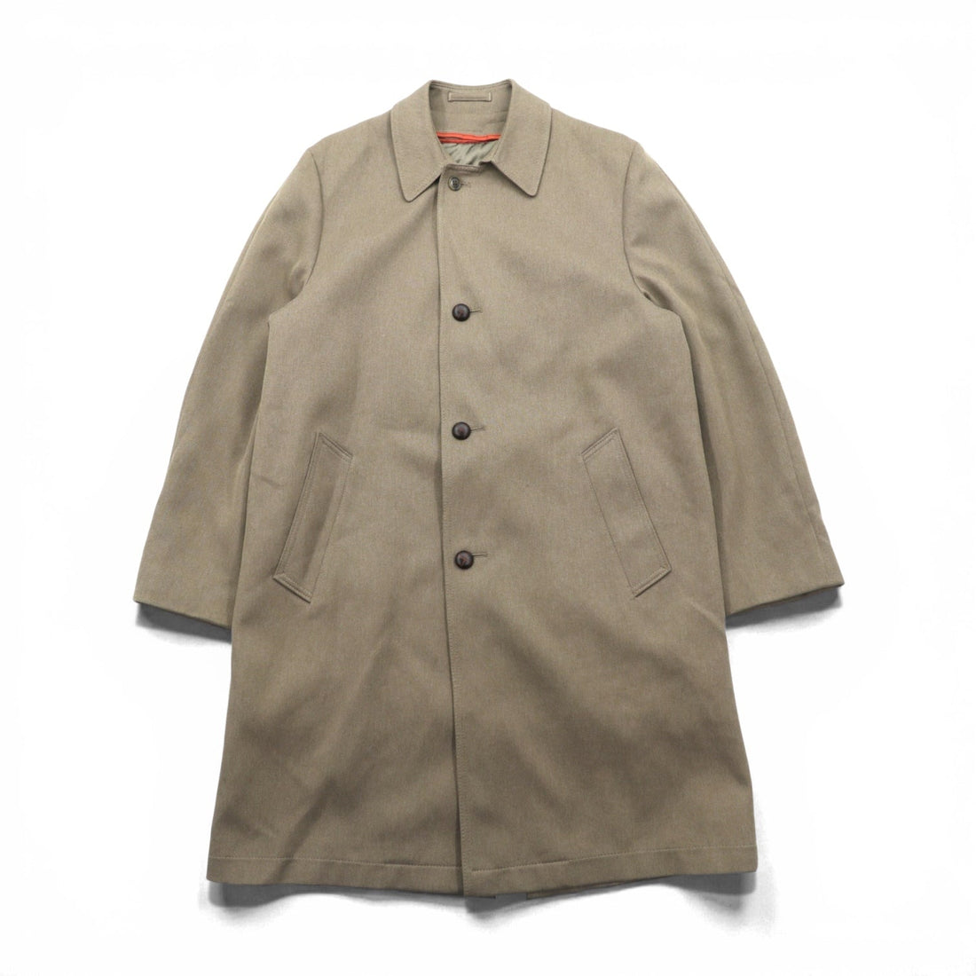 Casualcraft New York 70年代 USA製 ヴィンテージ バルマカーンコート ステンカラーコート L ベージュ ライナー着脱式 くるみボタン